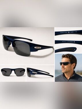 Revo Men’s Swim Sunglasses - Navy Frames with Gray Lenses